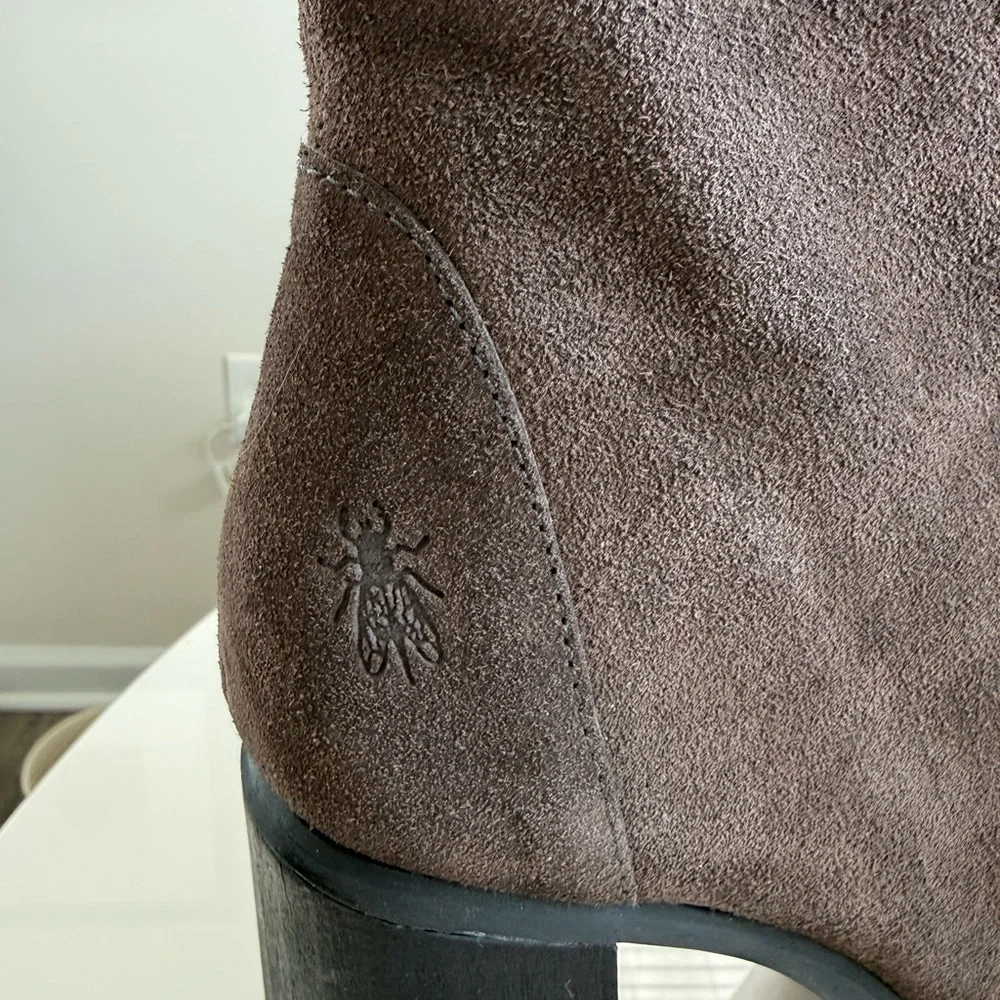 Fly London Grey and Black Suede Heeled Boots. - Picture 5 of 8